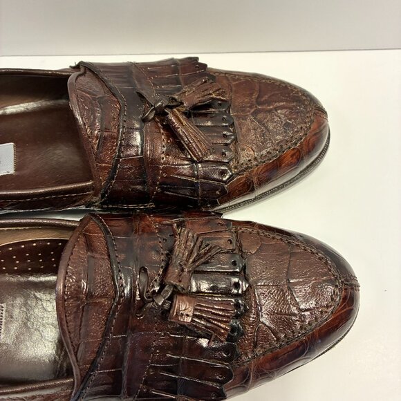 Bruno Magli “Jared” Brown Genuine Crocodile Tassel Loafers – Italian Luxuy main image 11